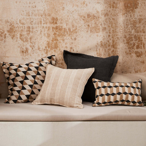 L&M Home Genoa Linen Cushion Black Cushion LM Home - [store_name]