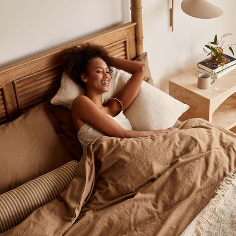 L&M Home Margot Linen Bolster Cushion Mocha Cushion LM Home - [store_name]