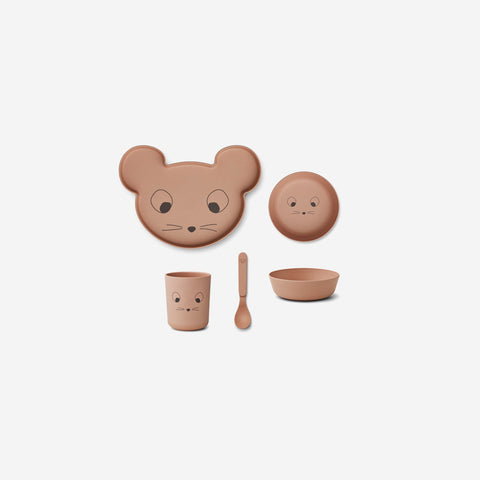 SIMPLE FORM. - Liewood Liewood Brody Junior Eating Set Mouse Tuscany Rose - 