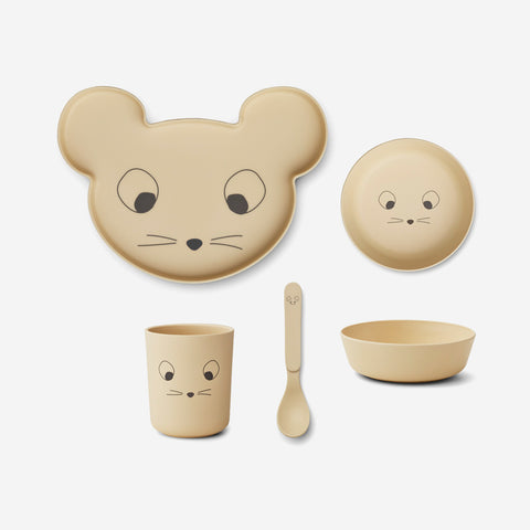 SIMPLE FORM. - Liewood Liewood Brody Junior Eating Set Mouse Wheat Yellow - 