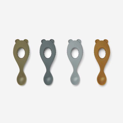Liewood Liva Silicone Spoon 4 Pack Blue Multi Baby Eat & Drink Liewood    - [store_name]