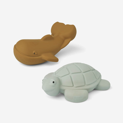 Liewood Ned Bath Toys Golden Caramel Whale/Dove Blue Turtle Children's Play Liewood - [store_name]