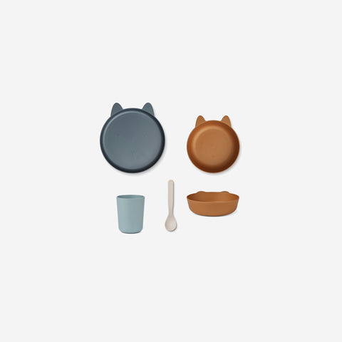 SIMPLE FORM. - Liewood Liewood Paul Tableware Set Rabbit Whale Blue - 
