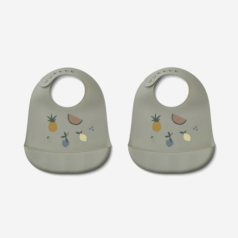 SIMPLE FORM. - Liewood Liewood Tilda Silicone Bibs Fruit Dove Blue - 