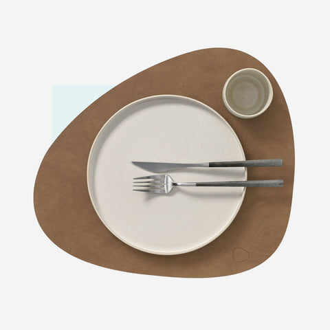 Lind DNA Placemat Curve Leather Nupo Brown Placemat Lind DNA - [store_name]