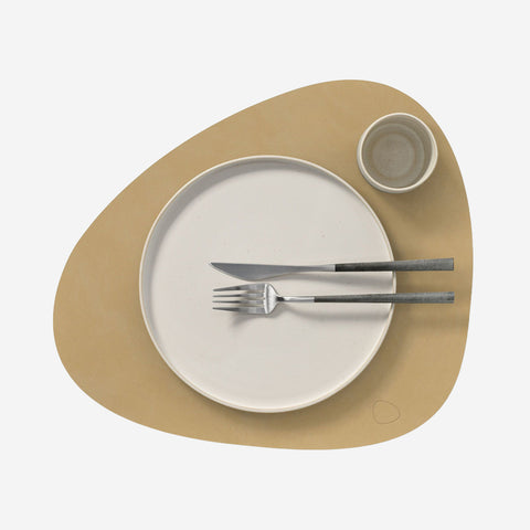 Lind DNA Placemat Curve Leather Nupo Khaki Placemat Lind DNA - [store_name]
