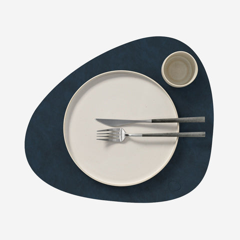 Lind DNA Placemat Curve Leather Nupo Midnight Blue Placemat Lind DNA - [store_name]