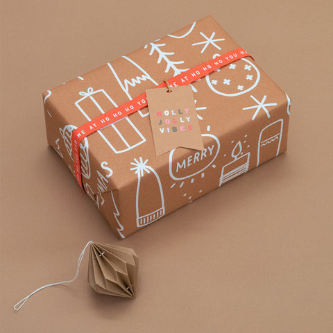 Made Paper Co Big Xmas Wrapping Paper Roll Chestnut