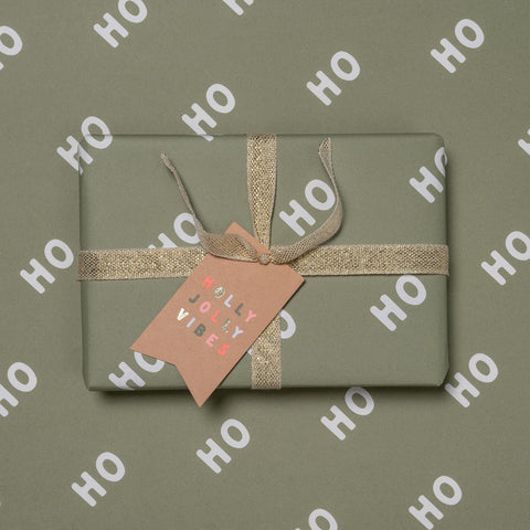 Made Paper Co Ho Ho Ho Wrapping Paper Roll Pine Green