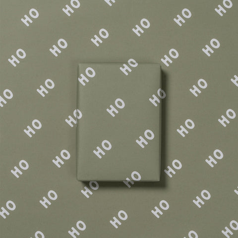 Made Paper Co Ho Ho Ho Wrapping Paper Roll Pine Green