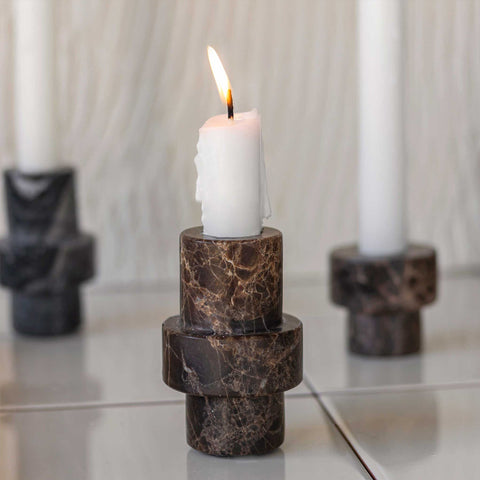 Mette Ditmer Marble Candleholder Brown Large Candle Holders Mette Ditmer    - [store_name]
