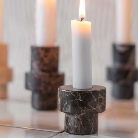 Mette Ditmer Marble Candleholder Brown Small Candle Holders Mette Ditmer    - [store_name]