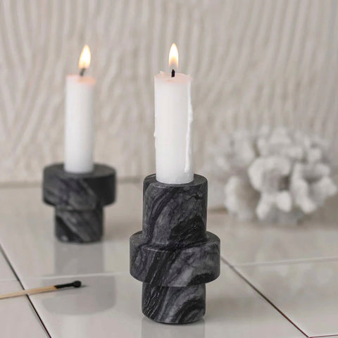 Mette Ditmer Marble Candleholder Black Large Candle Holders Mette Ditmer    - [store_name]