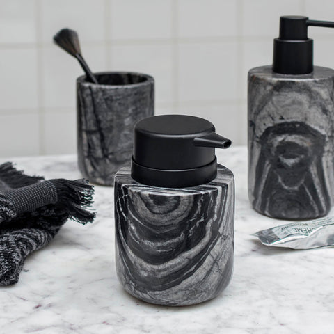 Mette Ditmer Marble Soap Pump Low Black Grey Bathroom Accessories Mette Ditmer    - [store_name]