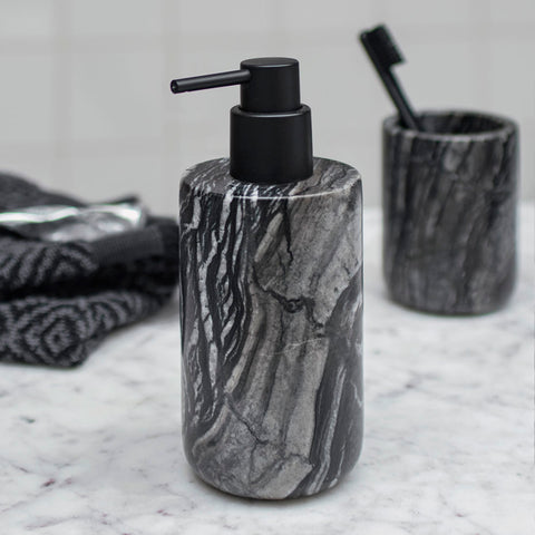 Mette Ditmer Marble Soap Pump Tall Black Grey Bathroom Accessories Mette Ditmer    - [store_name]