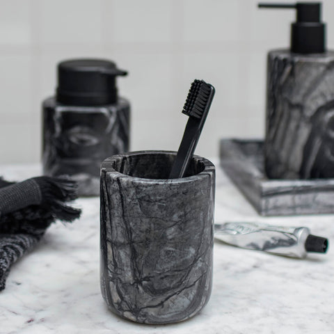 Mette Ditmer Marble Toothbrush Holder Black Grey Bathroom Accessories Mette Ditmer    - [store_name]