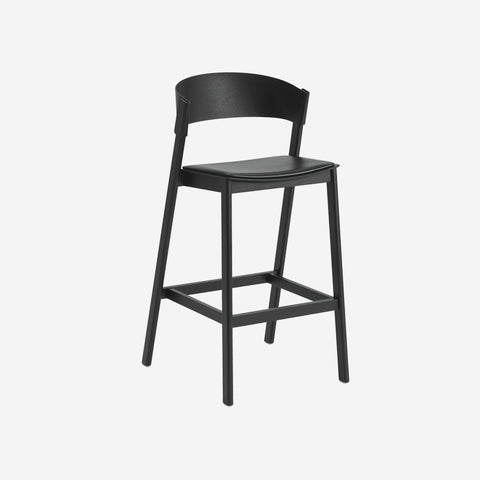Muuto Cover Bar Stool Black Leather Black Stool Muuto - [store_name]