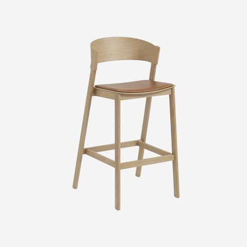 Muuto Cover Bar Stool Oak Leather Cognac Stool Muuto - [store_name]