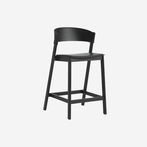 Muuto Cover Counter Stool Black Leather Black Stool Muuto - [store_name]