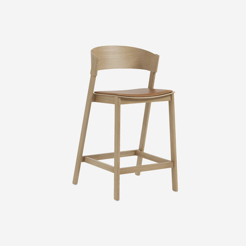 Muuto Cover Counter Stool Oak Leather Cognac Stool Muuto - [store_name]