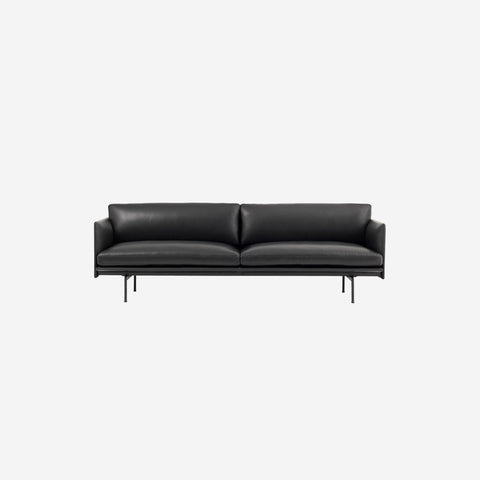 SIMPLE FORM. - Muuto Muuto Outline Sofa 3 Seater Refine Leather Black - 