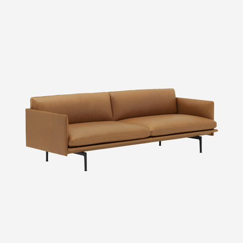 SIMPLE FORM. - Muuto Muuto Outline Sofa 3 Seater Refine Leather Cognac - 