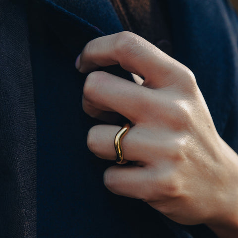 Nordic Muse Gold Chunky Irregular Band Ring Jewellery Nordic Muse - [store_name]