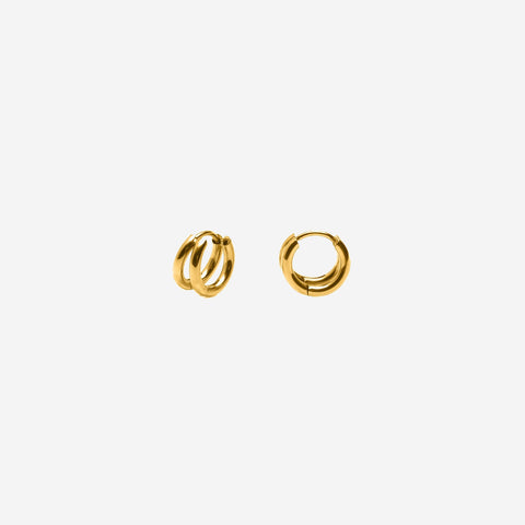 Nordic Muse Gold Double Hoop Huggie Earrings Jewellery Nordic Muse - [store_name]
