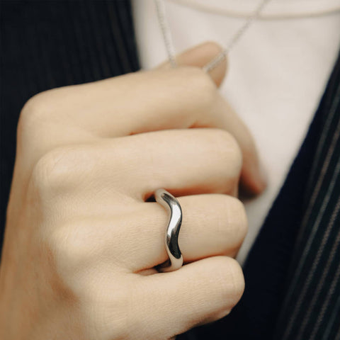 Nordic Muse Silver Chunky Irregular Band Ring Jewellery Nordic Muse - [store_name]