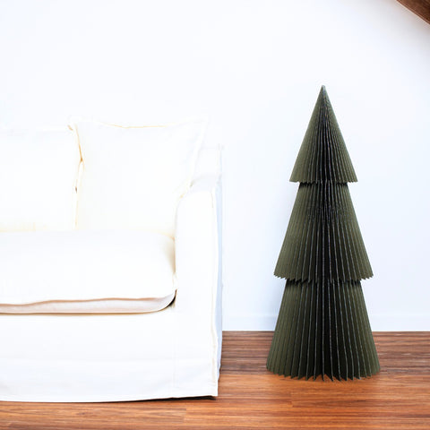 Nordic Rooms Paper Standing Deluxe Christmas Tree Olive Green Glitter 80cm