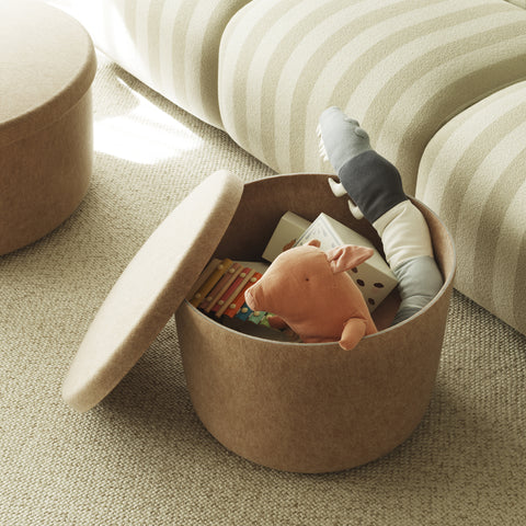 Normann Copenhagen Hide Storage Pouf Sand Small Storage Basket Normann Copenhagen - [store_name]
