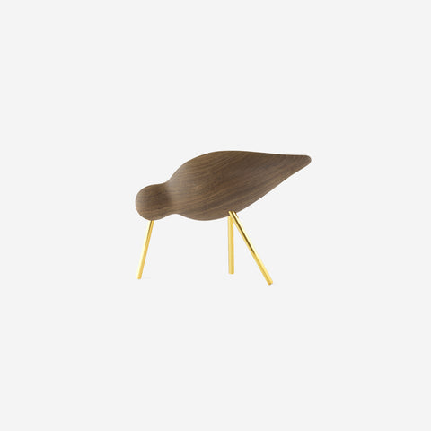 Normann Copenhagen Shorebird Medium Walnut Brass Wooden Figurine Normann Copenhagen - [store_name]