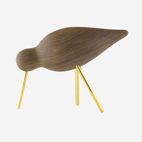 Normann Copenhagen Shorebird Medium Walnut Brass Wooden Figurine Normann Copenhagen - [store_name]