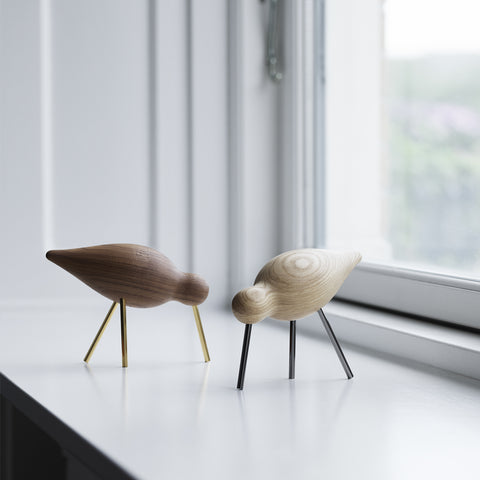 Normann Copenhagen Shorebird Small Walnut Brass Wooden Figurine Normann Copenhagen - [store_name]