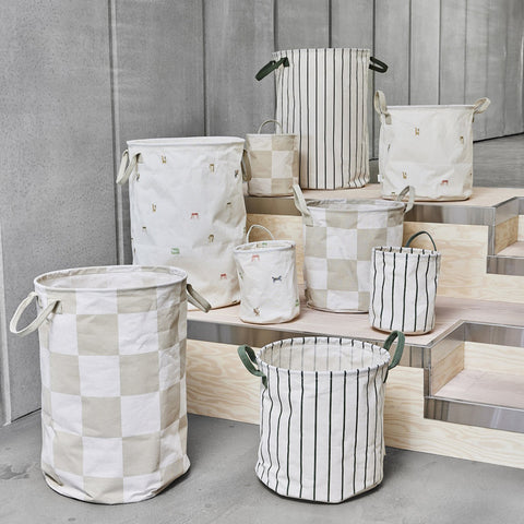 OYOY Living Raita Green Striped Laundry Basket Medium