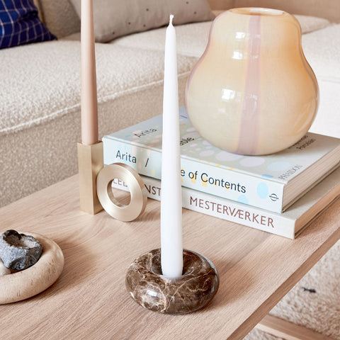 OYOY Living Savi Marble Candle Holder Small Choco Brown Candle Holder OYOY Living - [store_name]