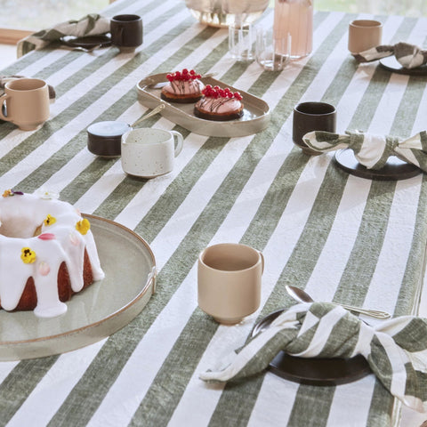 OYOY Living Striped Table Napkin Olive Table Cloth OYOY Living - [store_name]