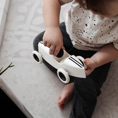Ooh Noo Wooden Grand Prix Racing Car White Wooden Car Ooh Noo - [store_name]