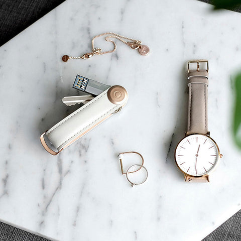 Orbitkey Key Organiser Leather Stone Grey Key Ring Orbitkey    - [store_name]
