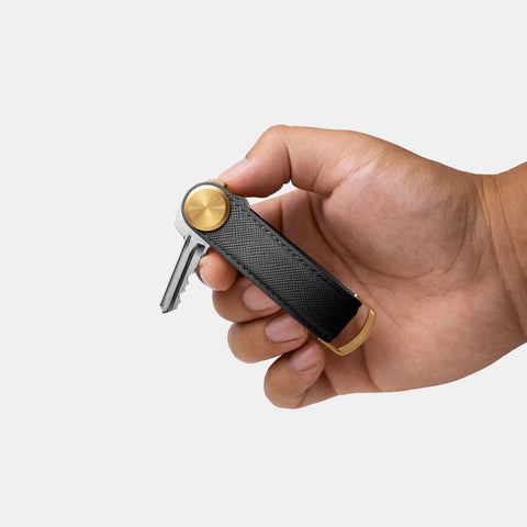 Orbitkey Key Organiser Pro Leather Saffiano Licorice Black Key Ring Orbitkey - [store_name]