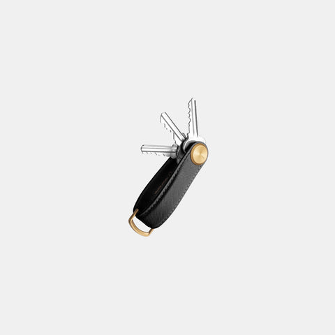 Orbitkey Key Organiser Pro Leather Saffiano Licorice Black Key Ring Orbitkey - [store_name]