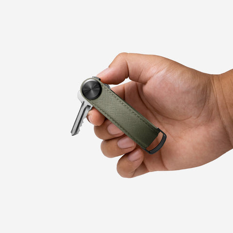 Orbitkey Key Organiser Pro Leather Saffiano Olive Green Key Ring Orbitkey - [store_name]