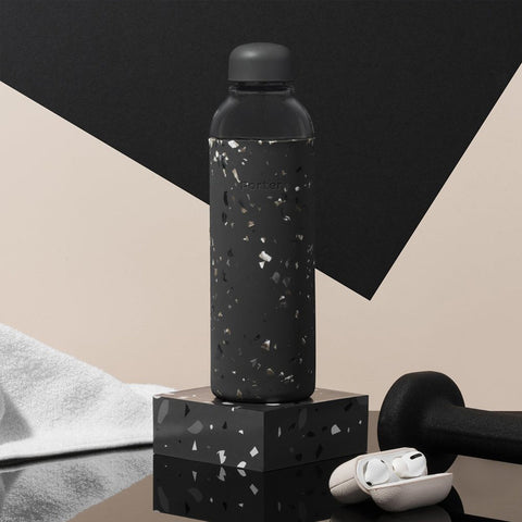 Porter Glass Bottle Terrazzo Charcoal Water Bottle Porter - [store_name]