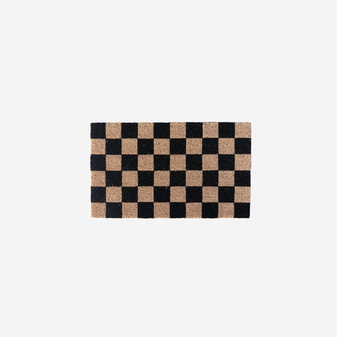 Potted Checker Doormat Black Door Mat Potted    - [store_name]
