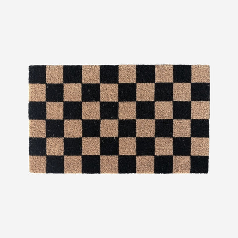 Potted Checker Doormat Black Door Mat Potted    - [store_name]
