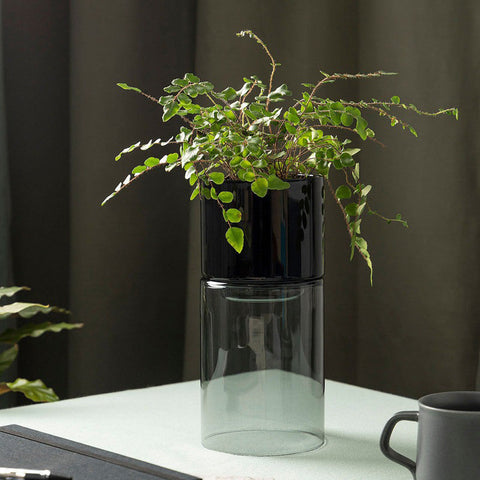 Studio Milligram Glass Flip Planter Tall Smoke + Black Planter Studio Milligram - [store_name]