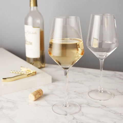 Viski Angled Crystal Chardonnay Glasses