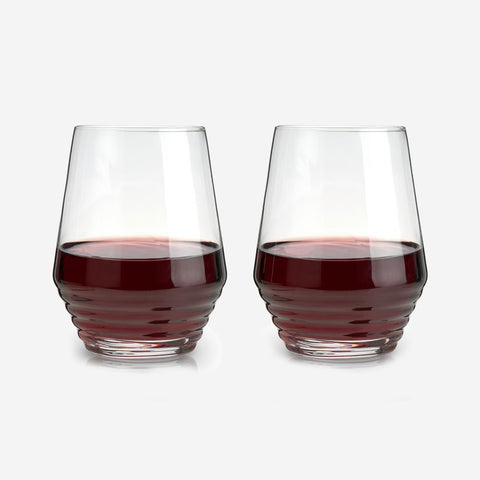 Viski Deco Crystal Stemless Wine Glasses