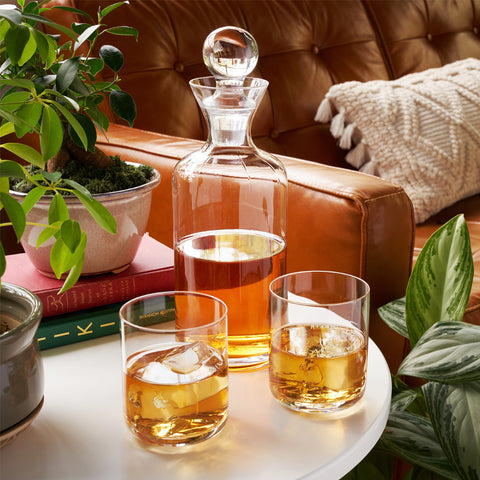 Viski Modern Crystal Liquor Decanter & Tumblers Glassware Viski - [store_name]