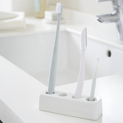 Yamazaki Ceramic Toothbrush Stand White Toothbrush Stand Yamazaki    - [store_name]
